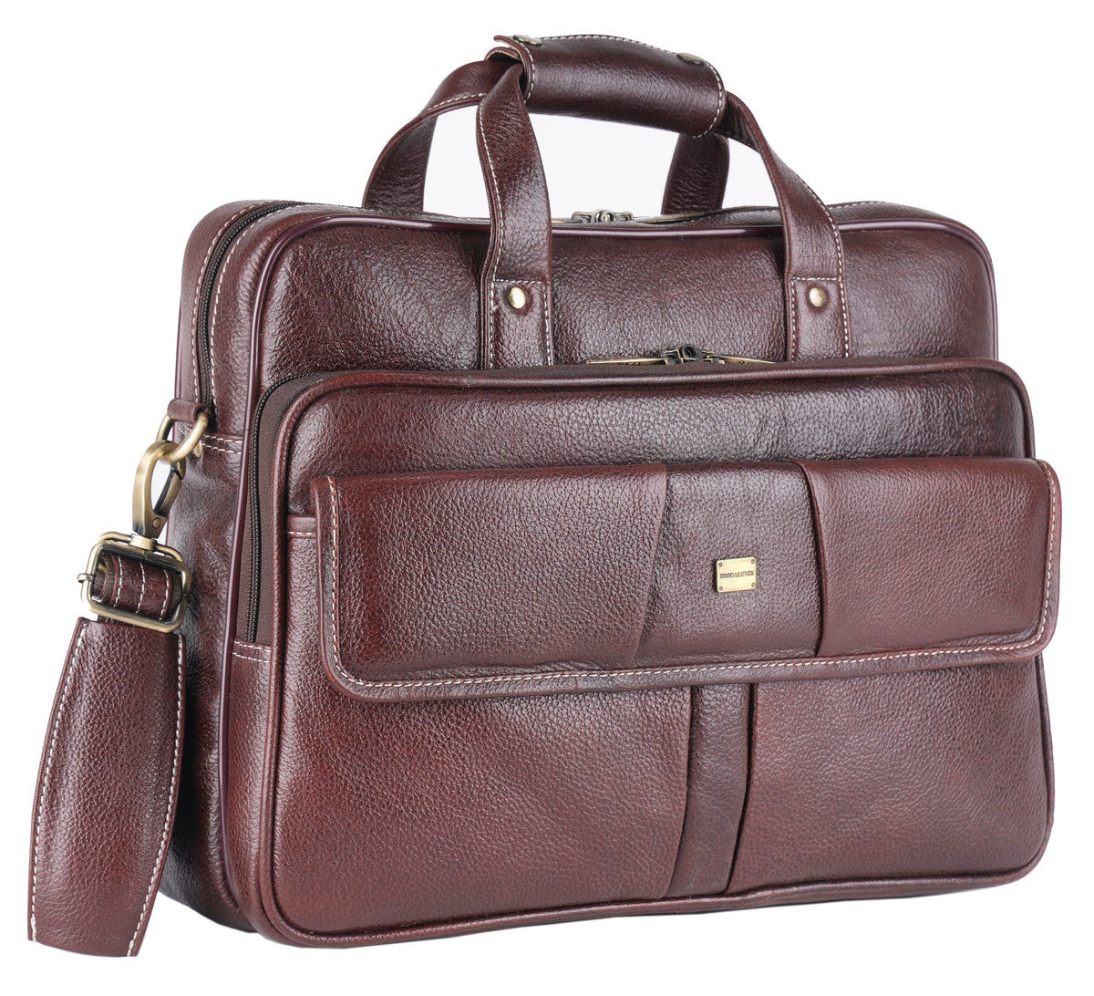 BRAND LEATHER Laptop Bag for Men - Genuine Leather Office Bag with Multiple Compartments Fits 14/15.6/16 Inch Laptop Bag - Messenger and Shoulder Bag for Travel - Water Resistant