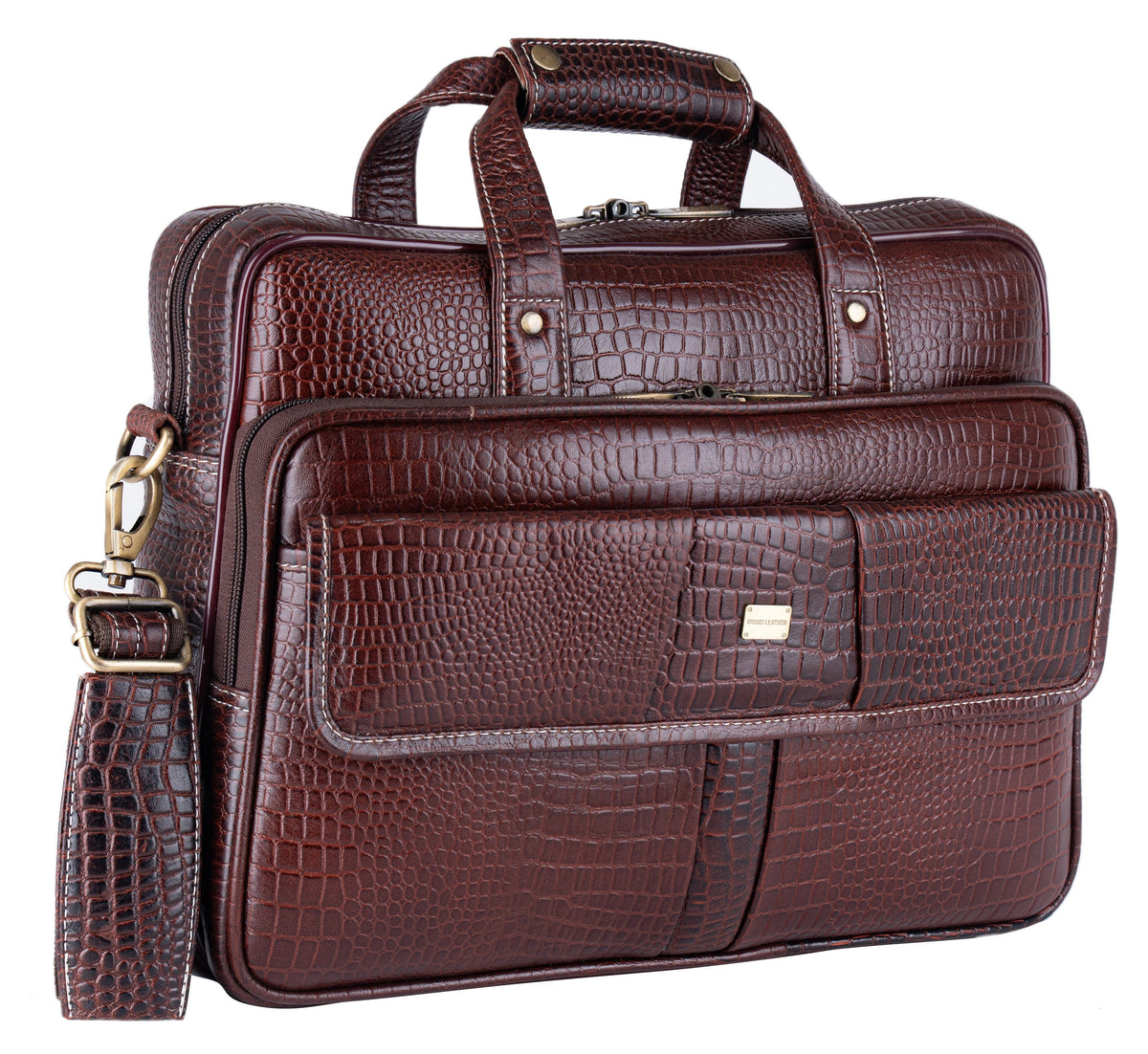 BRAND LEATHER Laptop Bag for Men - Genuine Leather Office Bag with Multiple Compartments Fits 14/15.6/16 Inch Laptop Bag - Messenger and Shoulder Bag for Travel - Water Resistant