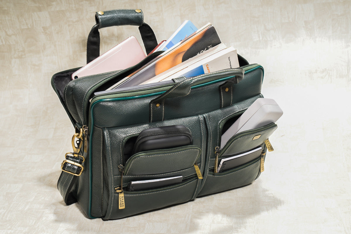 Genuine Leather Laptop Bag for Men - Office Bag, Brown - Fits Up to 16-inch Laptop/MacBook - Shoulder Bag/Hand Bag