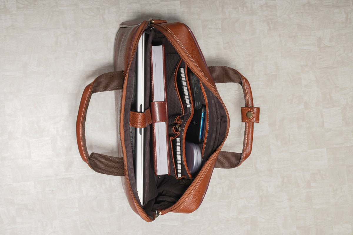 BRAND LEATHER Genuine Leather Laptop Bag for Men/Office Bag for Men |Fits 14|15.6|16 Inch Laptop Bag/MacBook |Leather Bag for Men with Shoulder Straps|Crossbody Laptop Messenger Bag for Men