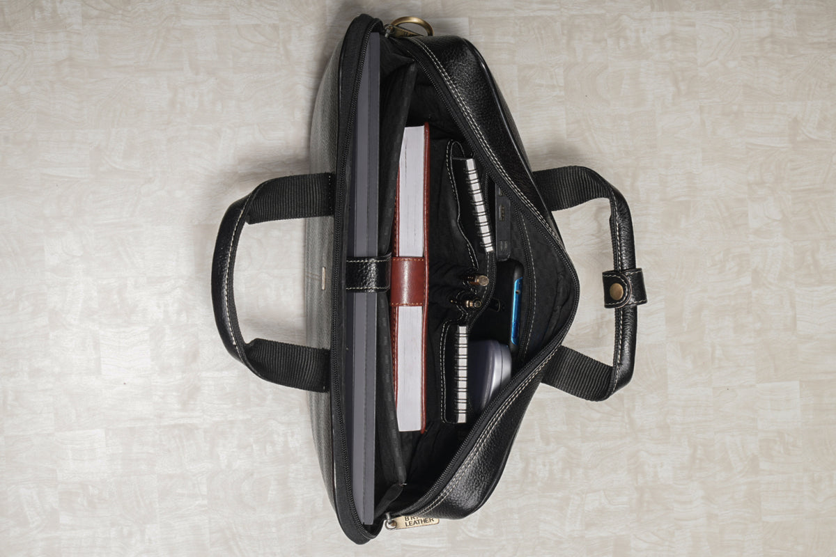 BRAND LEATHER Genuine Leather Laptop Bag for Men/Office Bag for Men |Fits 14|15.6|16 Inch Laptop Bag/MacBook |Leather Bag for Men with Shoulder Straps|Crossbody Laptop Messenger Bag for Men