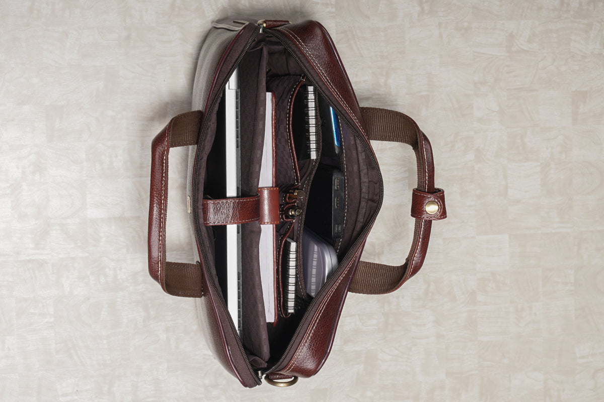 BRAND LEATHER Genuine Leather Laptop Bag for Men/Office Bag for Men |Fits 14|15.6|16 Inch Laptop Bag/MacBook |Leather Bag for Men with Shoulder Straps|Crossbody Laptop Messenger Bag for Men