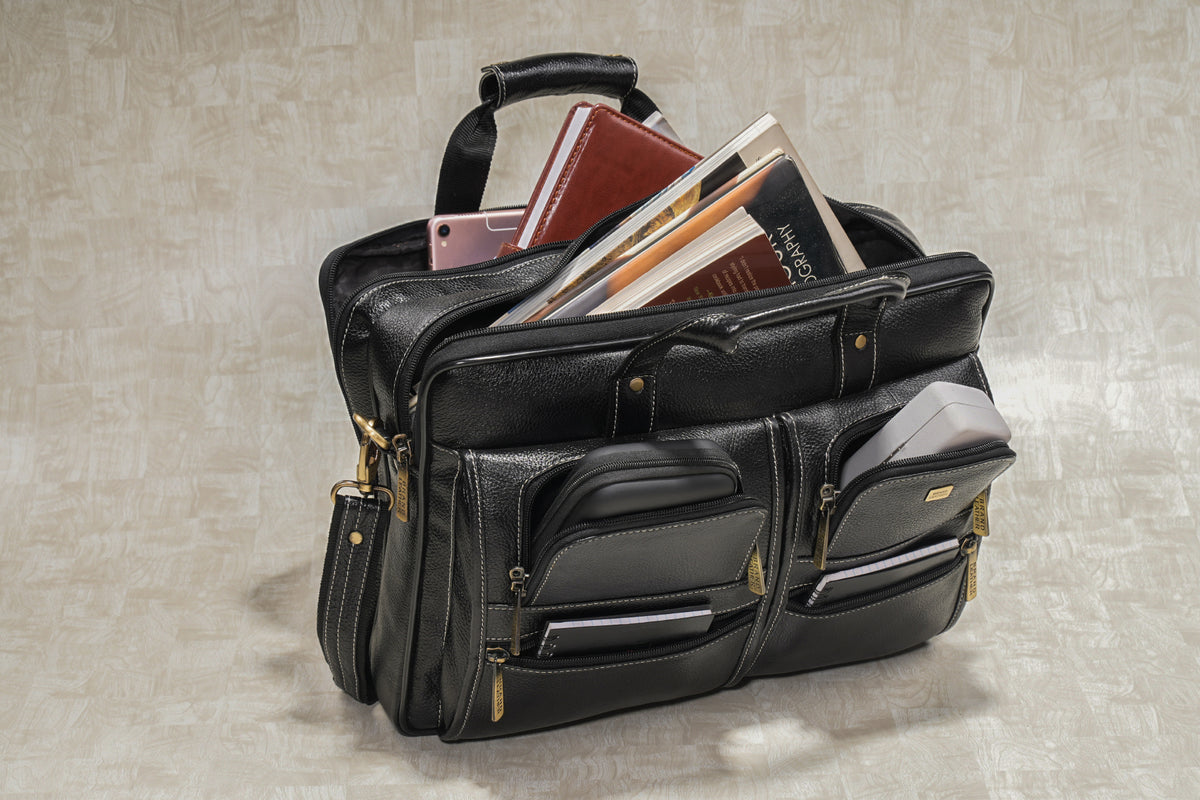 Genuine Leather Laptop Bag for Men - Office Bag, Brown - Fits Up to 16-inch Laptop/MacBook - Shoulder Bag/Hand Bag