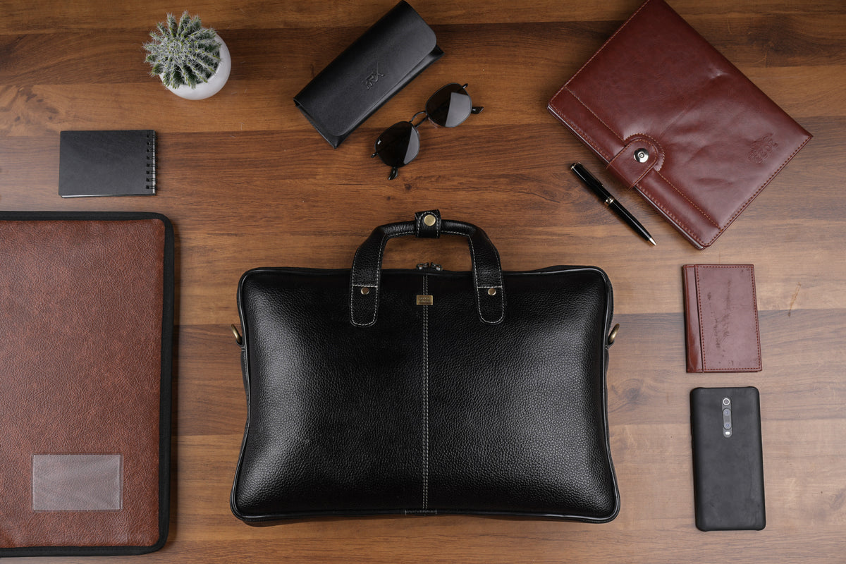 BRAND LEATHER Genuine Leather Laptop Bag for Men/Office Bag for Men |Fits 14|15.6|16 Inch Laptop Bag/MacBook |Leather Bag for Men with Shoulder Straps|Crossbody Laptop Messenger Bag for Men