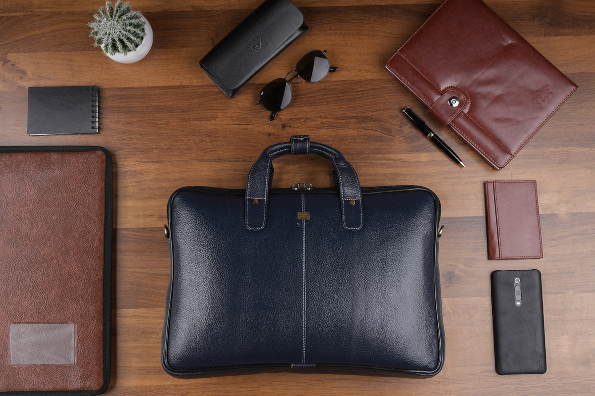 BRAND LEATHER Genuine Leather Laptop Bag for Men/Office Bag for Men |Fits 14|15.6|16 Inch Laptop Bag/MacBook |Leather Bag for Men with Shoulder Straps|Crossbody Laptop Messenger Bag for Men