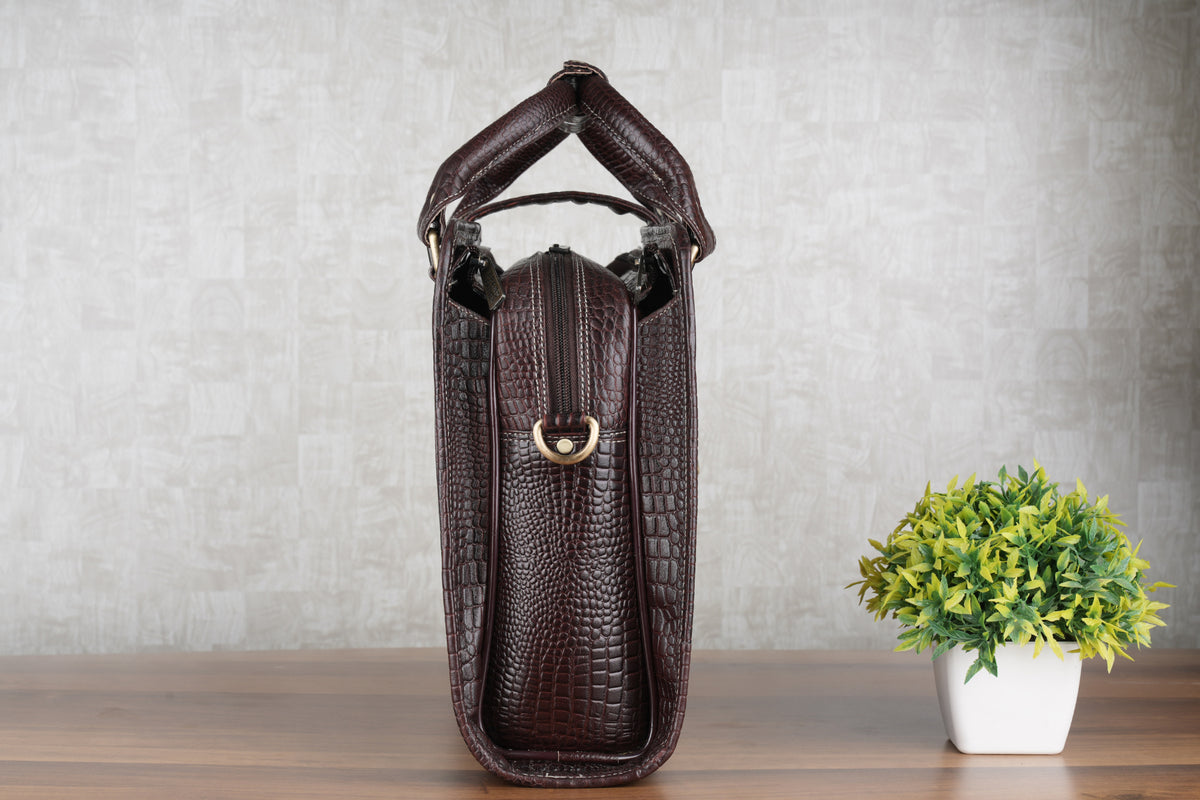 BRAND LEATHER Genuine Leather Laptop Bag for Men - Office Bag, Brown - Fits Up to 14/15.6/16 Inch Laptop/MacBook - Laptop Messenger Bag/Side Shoulder Bag with Adjustable Strap - 1 Year Warranty