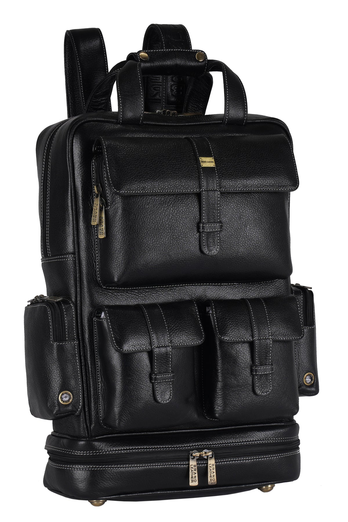 BRAND LEATHER Full Grain Buffalo - Hide Leather Backpack Large Capacity 15/15.6/16/17 Inch Laptop Bag Multi Pockets Travel Daypack