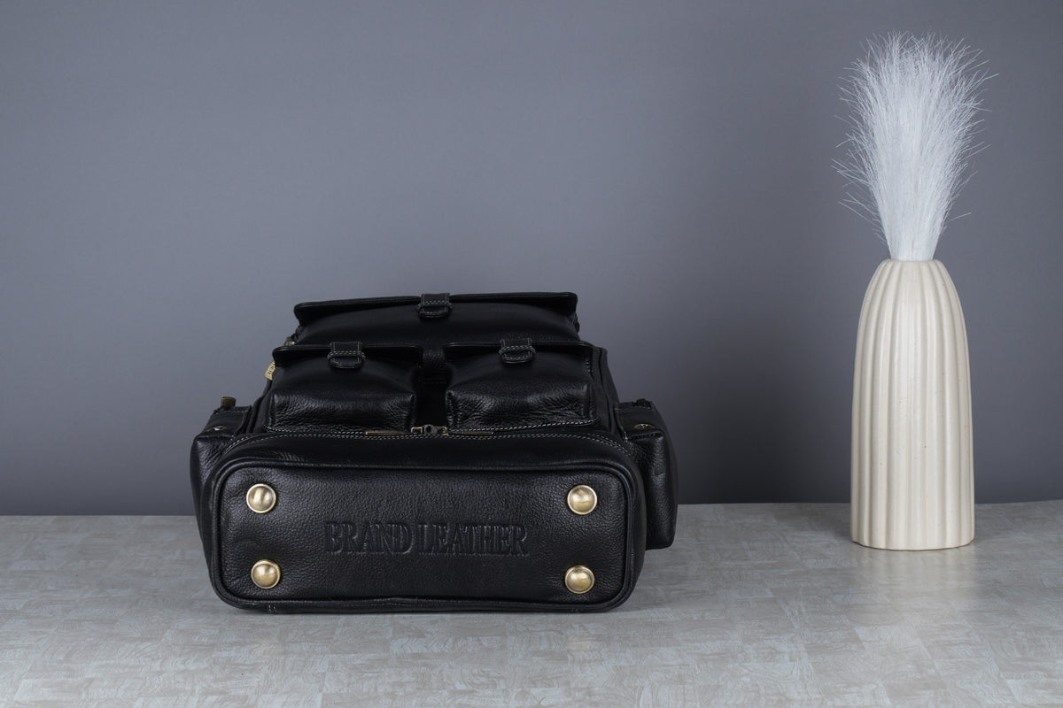 BRAND LEATHER Full Grain Buffalo - Hide Leather Backpack Large Capacity 15/15.6/16/17 Inch Laptop Bag Multi Pockets Travel Daypack