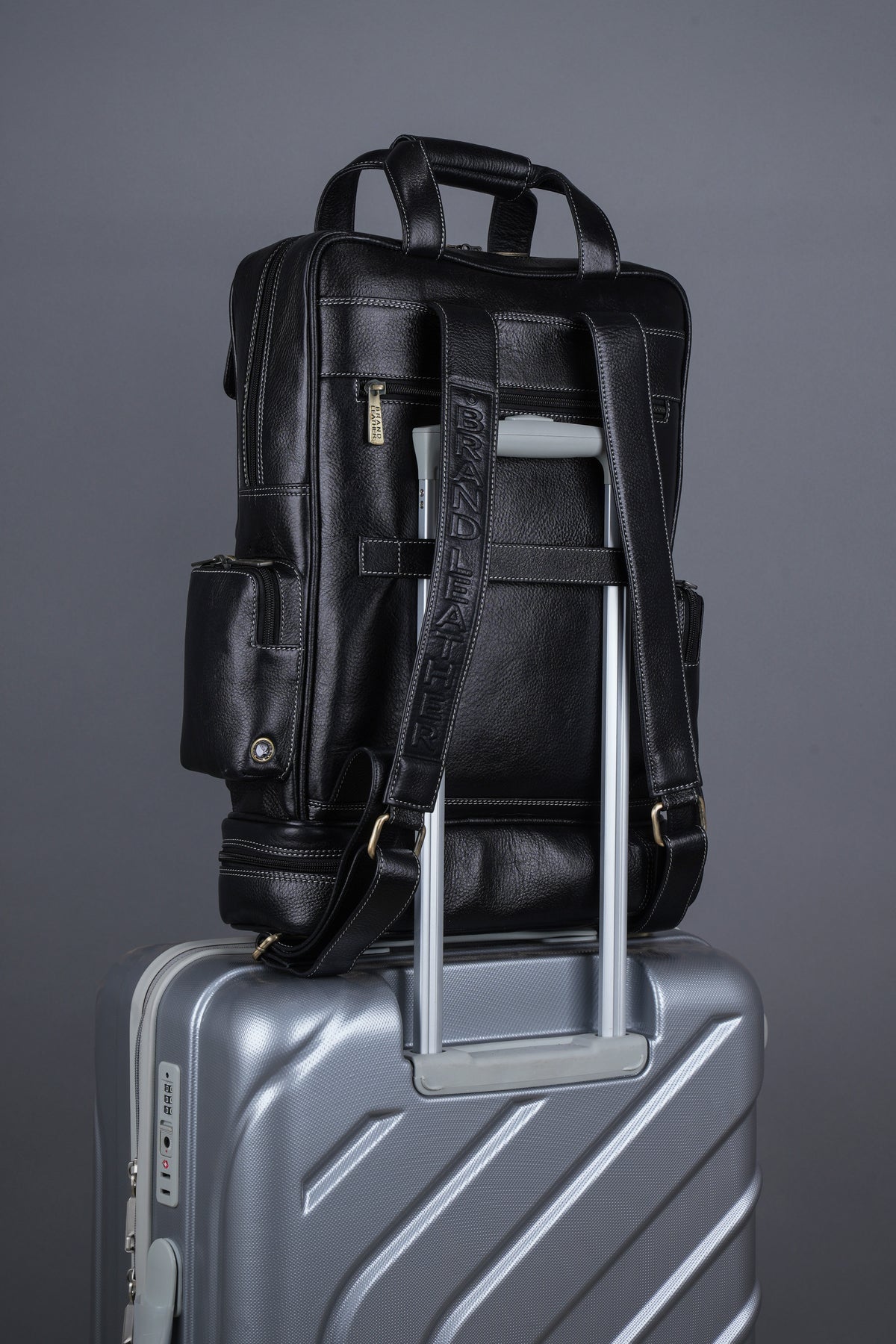 BRAND LEATHER Full Grain Buffalo - Hide Leather Backpack Large Capacity 15/15.6/16/17 Inch Laptop Bag Multi Pockets Travel Daypack