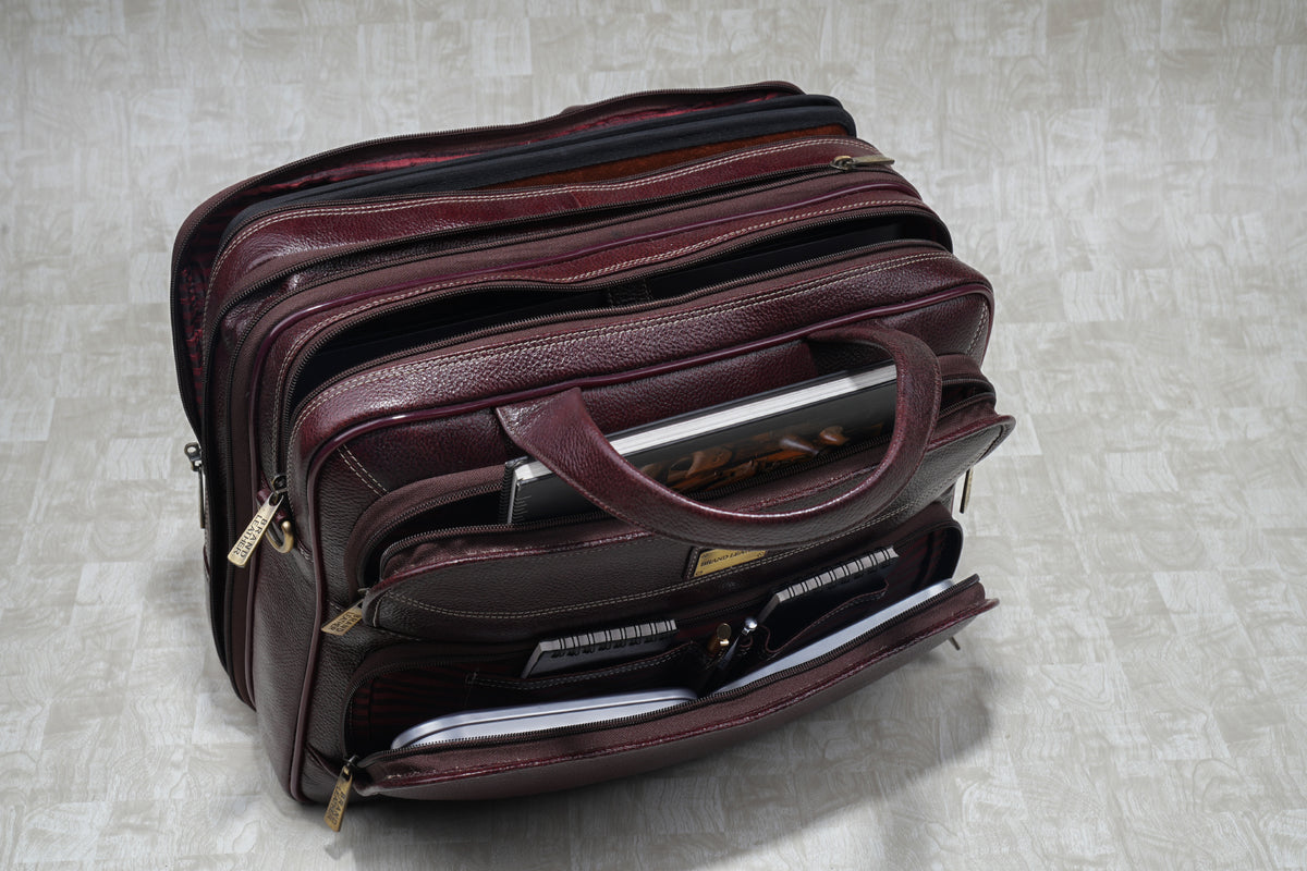 Genuine Leather Laptop Bag for Men/Office Bag for Men, Brown | Fits Upto 16" Laptop/MacBook| Bag with Shoulder Straps | Laptop Messenger Bag/Leather Bag for Men with Trolley Straps