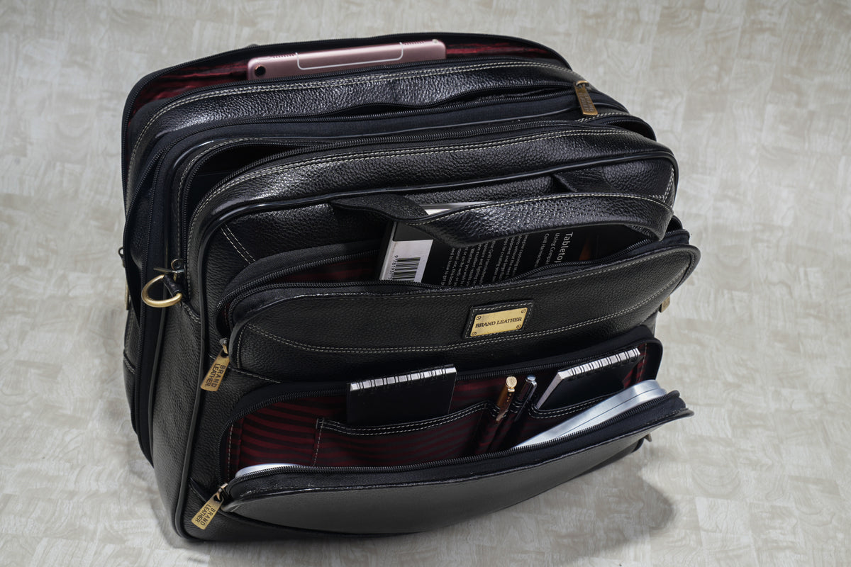 Genuine Leather Laptop Bag for Men/Office Bag for Men, Brown | Fits Upto 16" Laptop/MacBook| Bag with Shoulder Straps | Laptop Messenger Bag/Leather Bag for Men with Trolley Straps