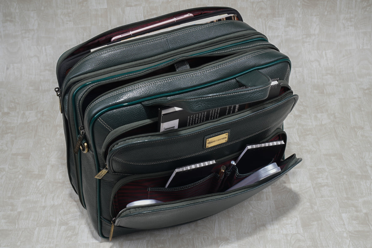 Genuine Leather Laptop Bag for Men/Office Bag for Men, Brown | Fits Upto 16" Laptop/MacBook| Bag with Shoulder Straps | Laptop Messenger Bag/Leather Bag for Men with Trolley Straps