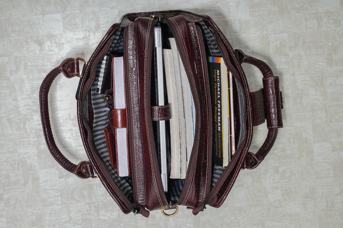 BRAND LEATHER Genuine Leather Laptop Bag for Men - Office Bag, Brown - Fits Up to 14/15.6/16 Inch Laptop/MacBook - Laptop Messenger Bag/Side Shoulder Bag with Adjustable Strap - 1 Year Warranty