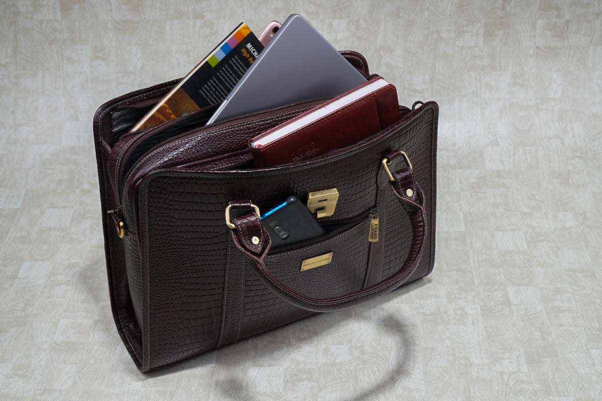 BRAND LEATHER Genuine Leather Laptop Bag for Men - Office Bag, Brown - Fits Up to 14/15.6/16 Inch Laptop/MacBook - Laptop Messenger Bag/Side Shoulder Bag with Adjustable Strap - 1 Year Warranty