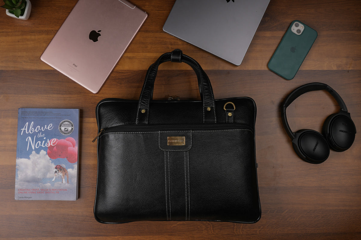 BRAND LEATHER Genuine Leather Laptop Bag for Men/Office Bag for Men |Fits 14|15.6|16 Inch Laptop Bag/MacBook |Leather Bag for Men with Shoulder Straps|Crossbody Laptop Messenger Bag for Men