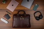 Laptop Bag for Men - Genuine Leather Messenger Bag for Office - Fits up to 15 Inch Laptop -Brown Shoulder Bag with Multiple Compartments - Executive Leather Bag for Work and Travel