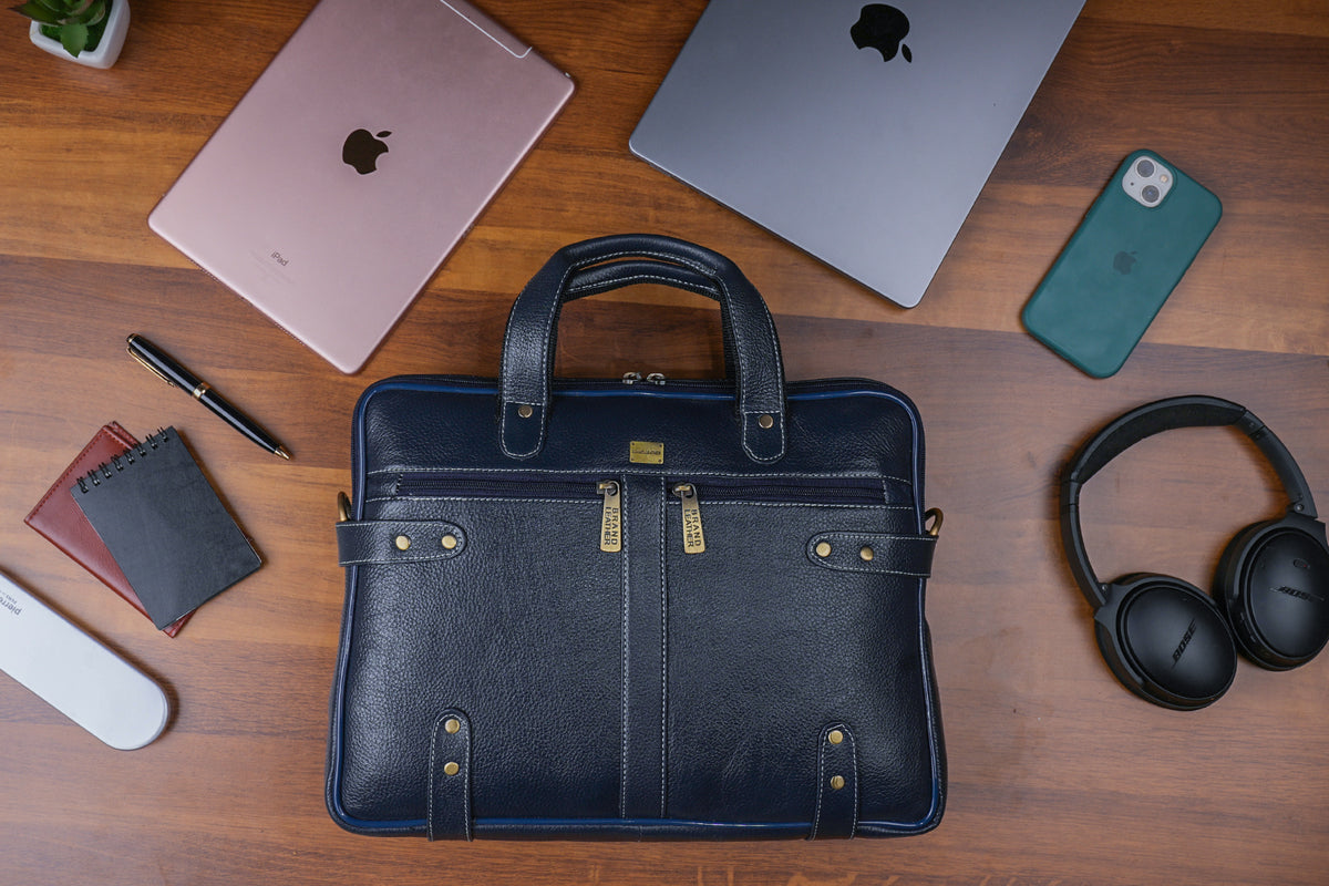 Laptop Bag for Men - Genuine Leather Messenger Bag for Office - Fits up to 15 Inch Laptop -Brown Shoulder Bag with Multiple Compartments - Executive Leather Bag for Work and Travel