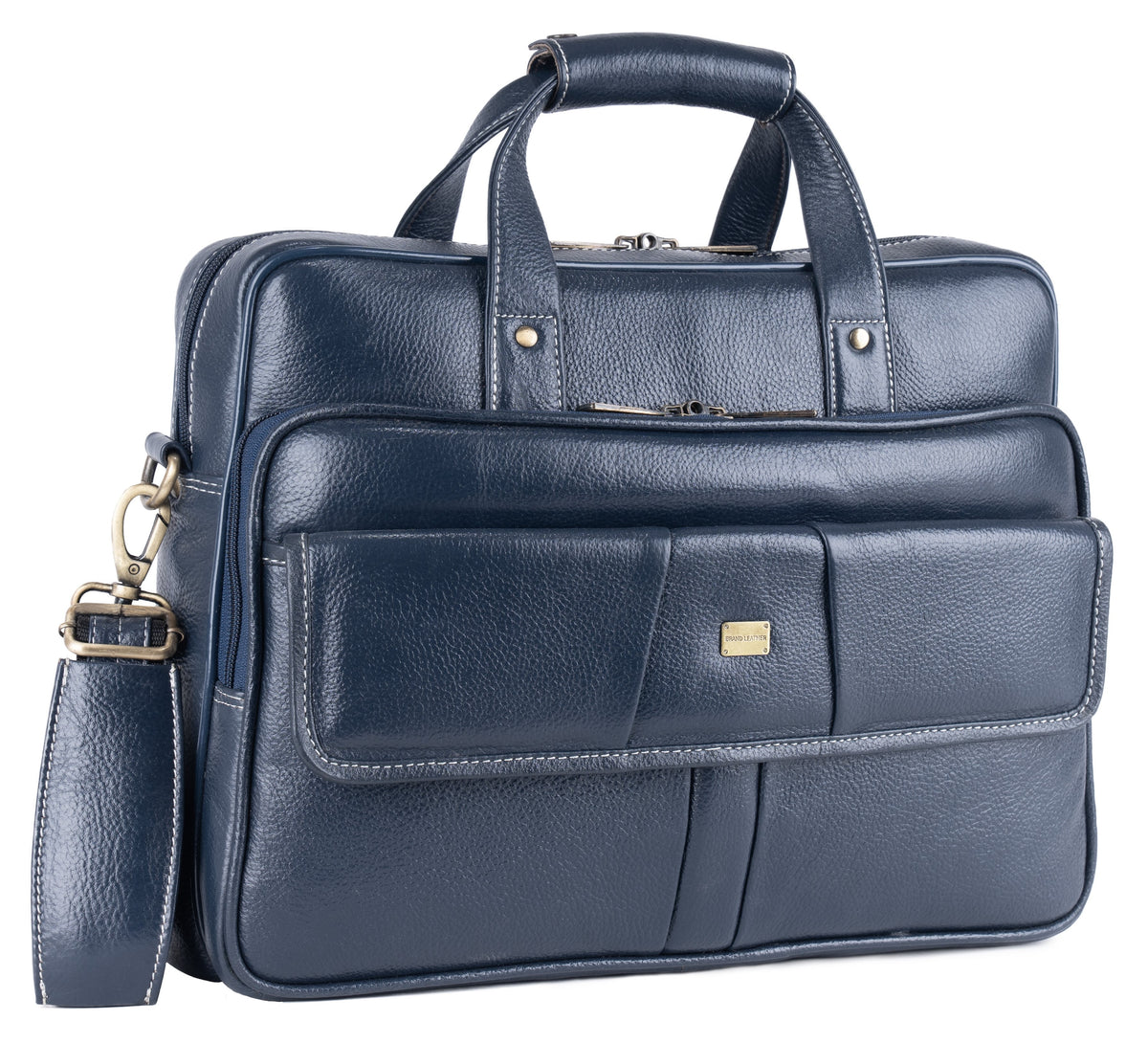 BRAND LEATHER Laptop Bag for Men - Genuine Leather Office Bag with Multiple Compartments Fits 14/15.6/16 Inch Laptop Bag - Messenger and Shoulder Bag for Travel - Water Resistant