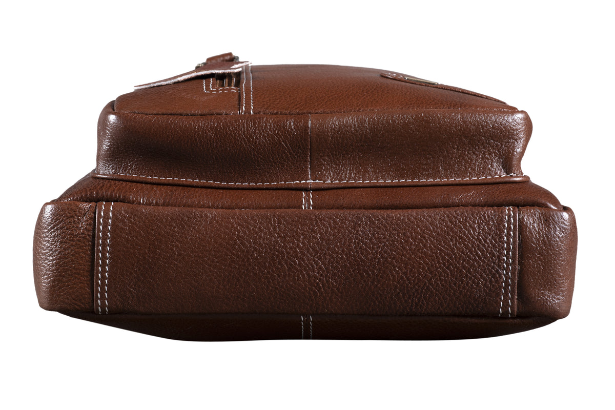 BRAND LEATHER Men's Genuine Leather Sling Chest Bag Casual Shoulder Daypack's