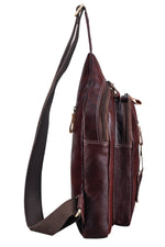 BRAND LEATHER Men's Genuine Leather Sling Chest Bag Casual Shoulder Daypack's