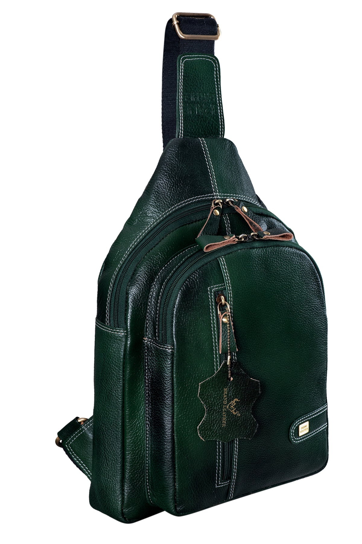 BRAND LEATHER Men's Genuine Leather Sling Chest Bag Casual Shoulder Daypack's