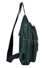 BRAND LEATHER Men's Genuine Leather Sling Chest Bag Casual Shoulder Daypack's