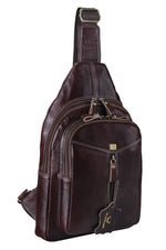BRAND LEATHER Men's Genuine Leather Sling Chest Bag Casual Shoulder Daypack's
