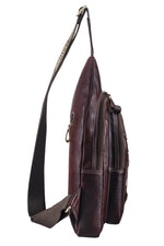 BRAND LEATHER Men's Genuine Leather Sling Chest Bag Casual Shoulder Daypack's