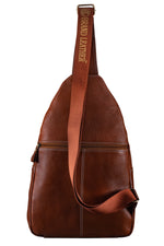 BRAND LEATHER Men's Genuine Leather Sling Chest Bag Casual Shoulder Daypack's