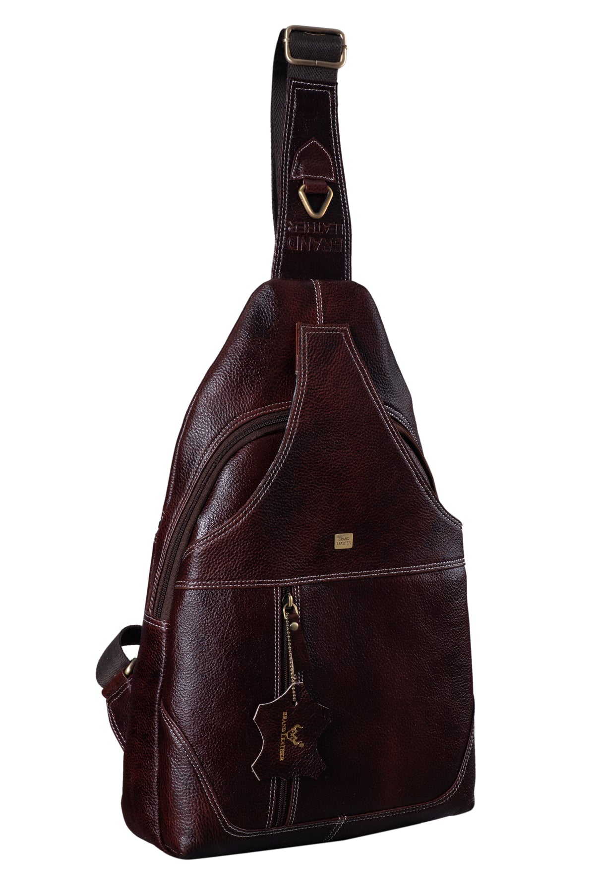 BRAND LEATHER Men's Genuine Leather Sling Chest Bag Casual Shoulder Daypack's