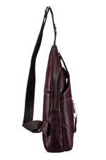BRAND LEATHER Men's Genuine Leather Sling Chest Bag Casual Shoulder Daypack's