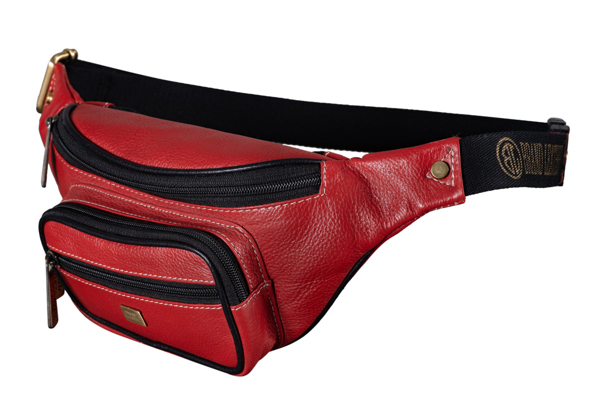 BRAND LEATHER Stylish Genuine Leather Waist Bag Elegant Style Travel Pouch Passport Holder with Adjustable Strap for Multipurpose Use