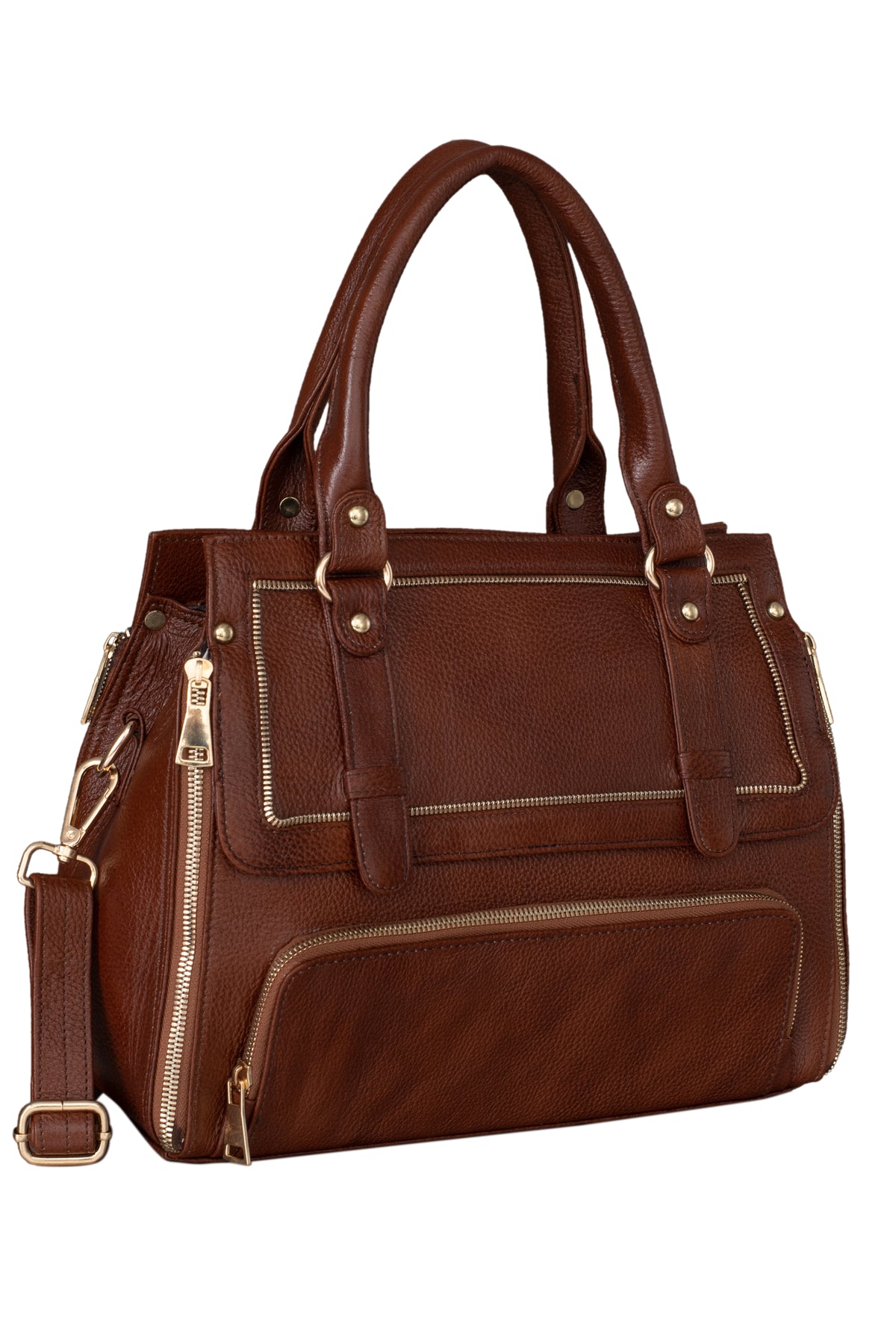 BRAND LEATHER Women's Genuine Leather Handbags Shoulder Bag Satchel Designer Ladies Purse Crossbody Bags With Golden Metal Zipper