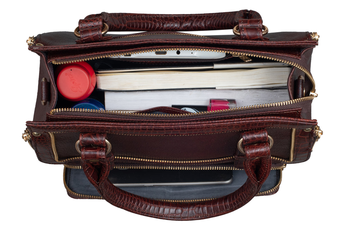 BRAND LEATHER Women's Genuine Leather Handbags Shoulder Bag Satchel Designer Ladies Purse Crossbody Bags With Golden Metal Zipper