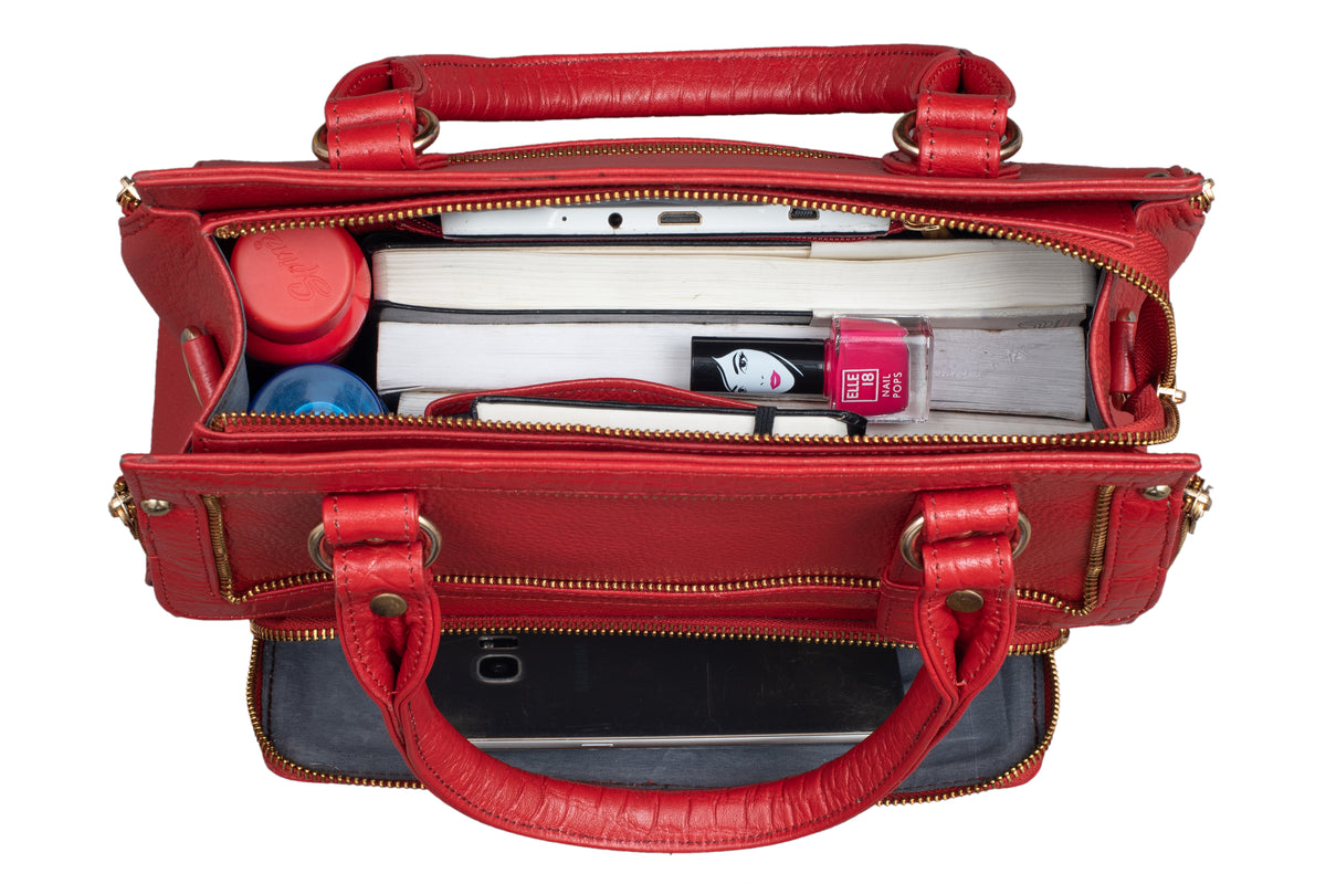 BRAND LEATHER Women's Genuine Leather Handbags Shoulder Bag Satchel Designer Ladies Purse Crossbody Bags With Golden Metal Zipper