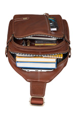 BRAND LEATHER Men's Genuine Leather Sling Chest Bag Casual Shoulder Daypack's