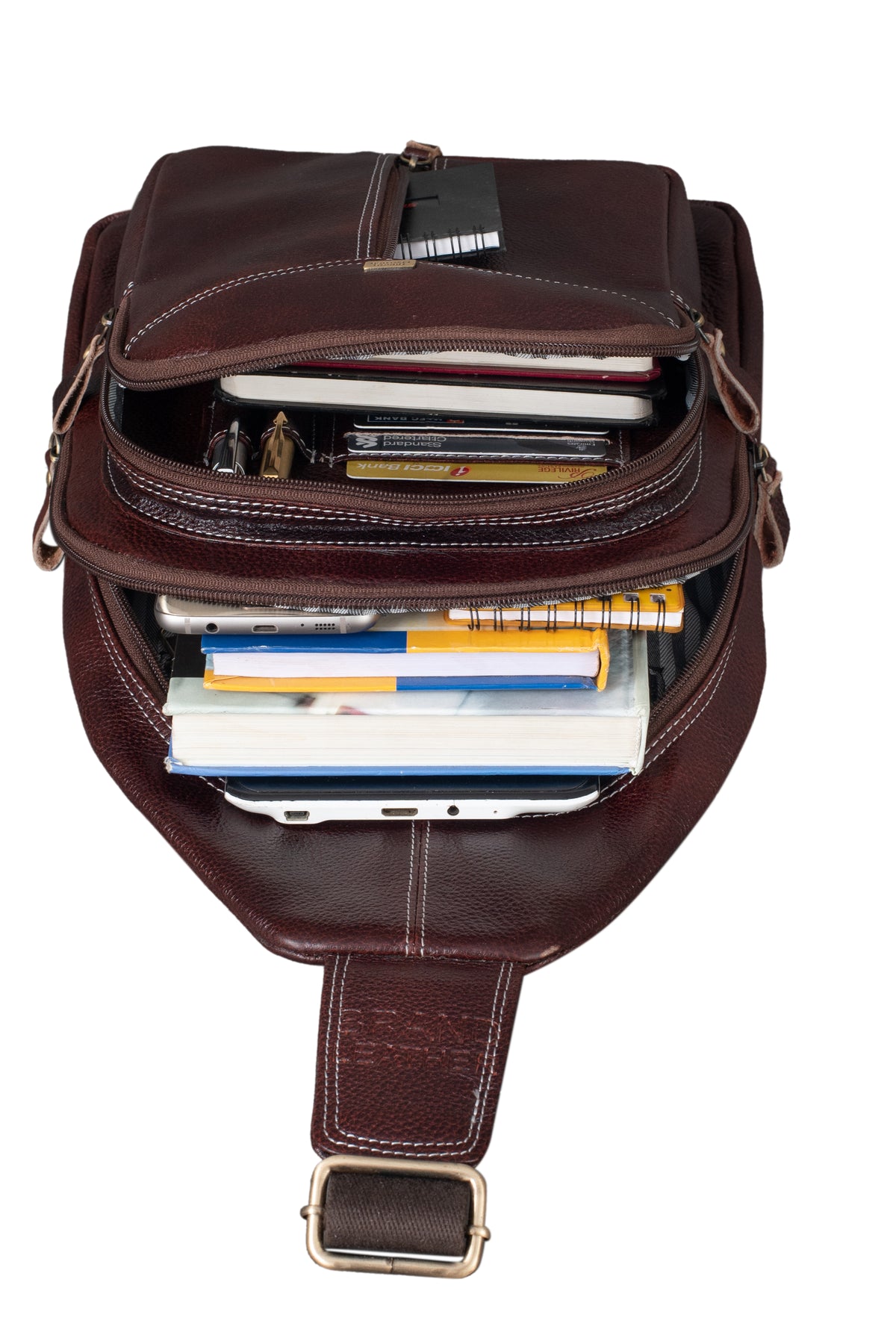 BRAND LEATHER Men's Genuine Leather Sling Chest Bag Casual Shoulder Daypack's