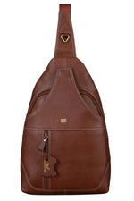 BRAND LEATHER Men's Genuine Leather Sling Chest Bag Casual Shoulder Daypack's