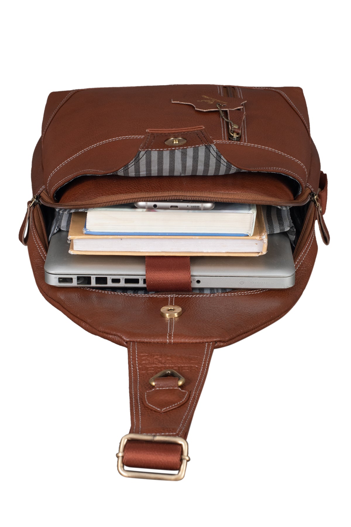 BRAND LEATHER Men's Genuine Leather Sling Chest Bag Casual Shoulder Daypack's