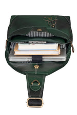 BRAND LEATHER Men's Genuine Leather Sling Chest Bag Casual Shoulder Daypack's