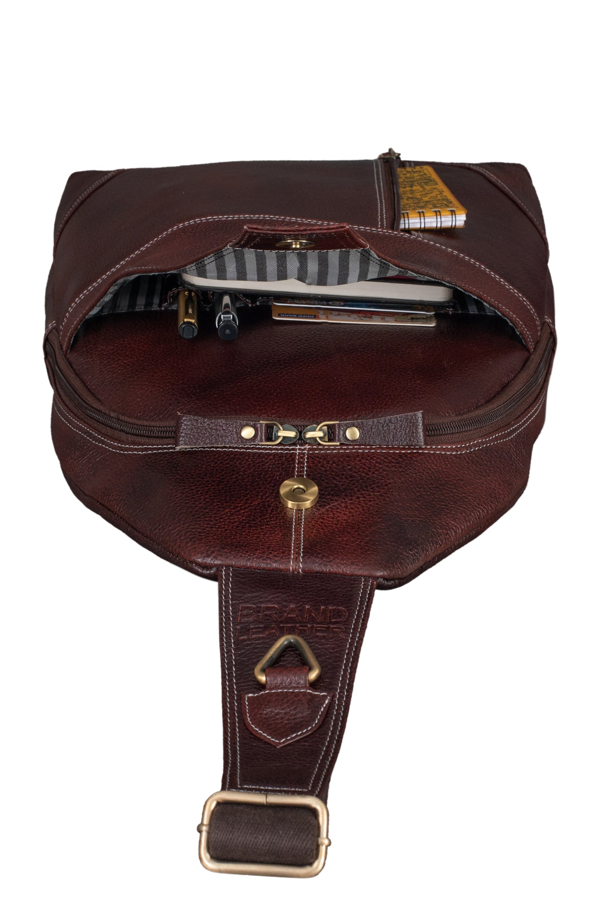 BRAND LEATHER Men's Genuine Leather Sling Chest Bag Casual Shoulder Daypack's