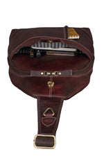 BRAND LEATHER Men's Genuine Leather Sling Chest Bag Casual Shoulder Daypack's