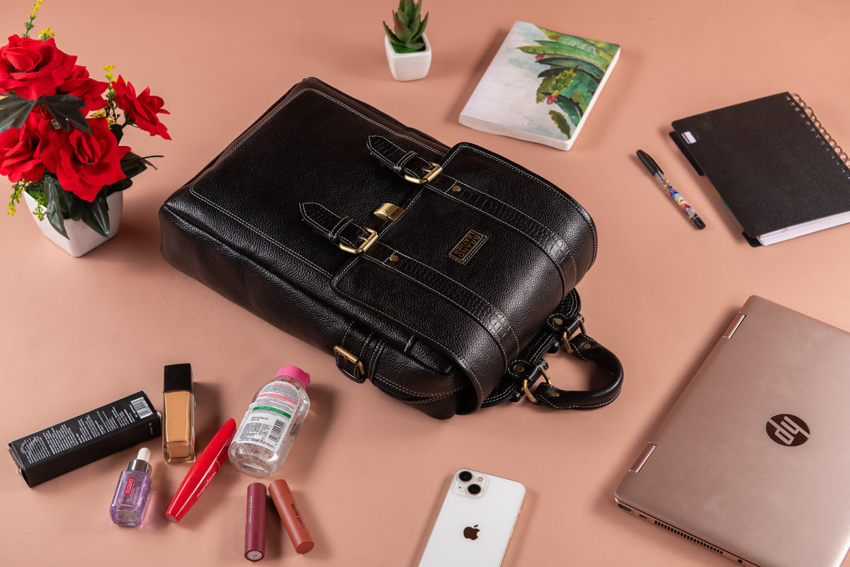 BRAND LEATHER Genuine Leather 14, 15.6 Inch Laptop Backpack For Use Office|Travel|Scahool|College Unisex