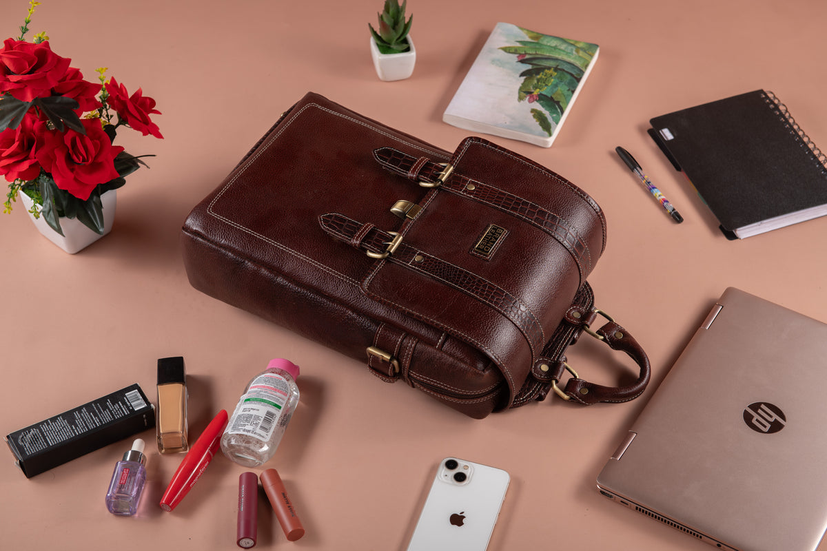 BRAND LEATHER Genuine Leather 14, 15.6 Inch Laptop Backpack For Use Office|Travel|Scahool|College Unisex