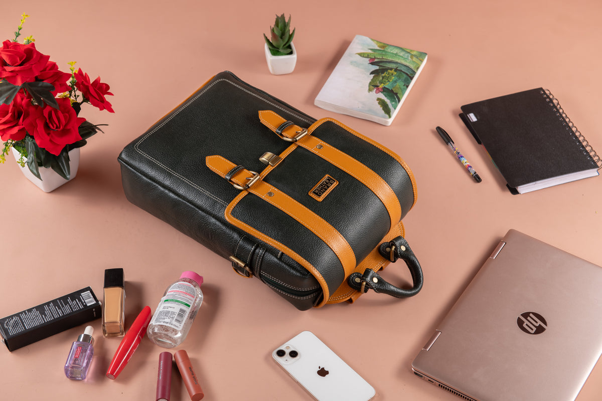 BRAND LEATHER Genuine Leather 14, 15.6 Inch Laptop Backpack For Use Office|Travel|Scahool|College Unisex