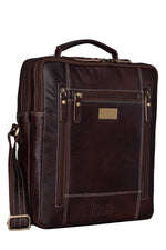 BRAND LEATHER Men's Genuine Leather Sling Chest Bag Cross Body Shoulder Daypacks For 10.5 Inches iPad