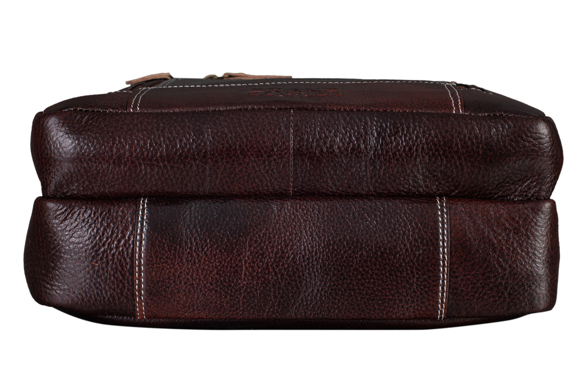 BRAND LEATHER Men's Genuine Leather Sling Chest Bag Cross Body Shoulder Daypacks For 10.5 Inches iPad