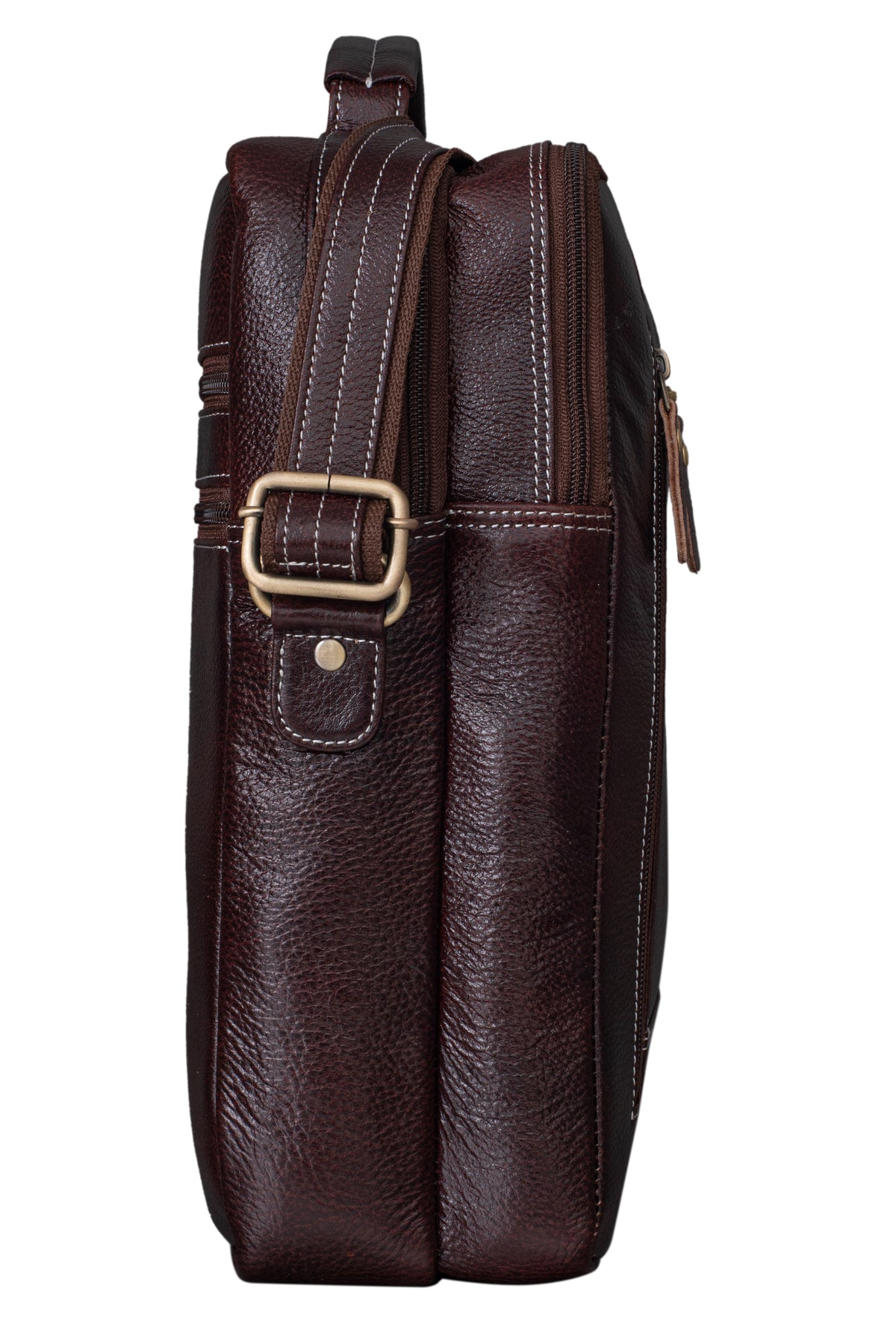 BRAND LEATHER Men's Genuine Leather Sling Chest Bag Cross Body Shoulder Daypacks For 10.5 Inches iPad