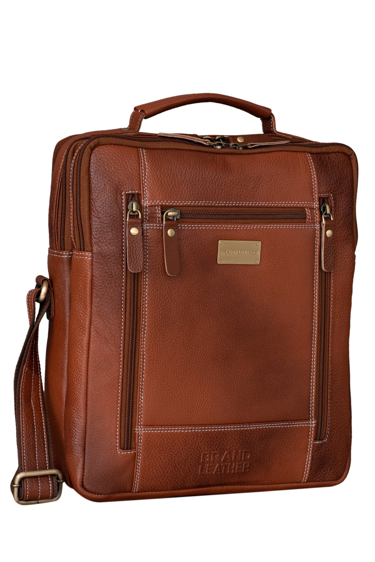 BRAND LEATHER Men's Genuine Leather Sling Chest Bag Cross Body Shoulder Daypacks For 10.5 Inches iPad