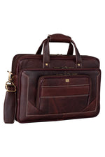 Genuine Leather Laptop Bag for Men - Office Bag, Brown - Fits Up to 16-inch Laptop/MacBook - Shoulder Bag/Hand Bag
